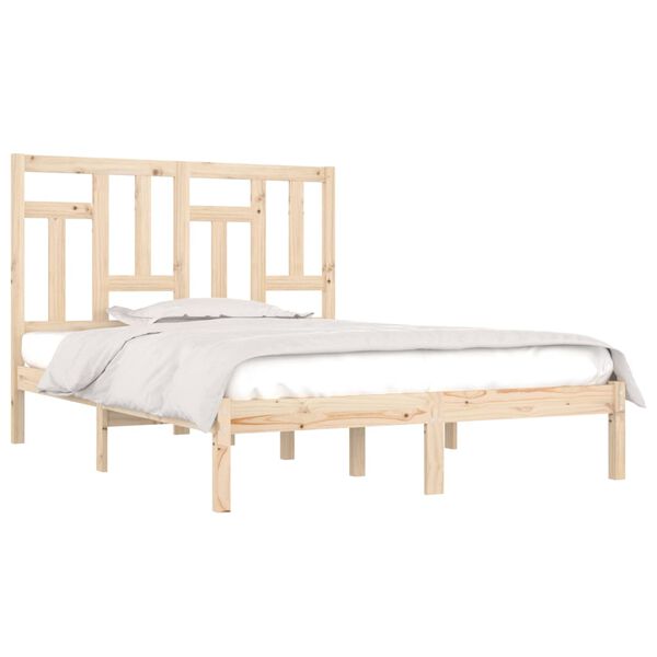 vidaXL Estrutura de cama casal 135x190 cm madeira maciça