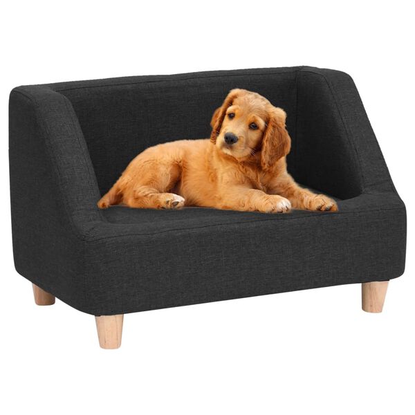 vidaXL Sof&aacute; para c&atilde;es 60x37x39 cm linho preto