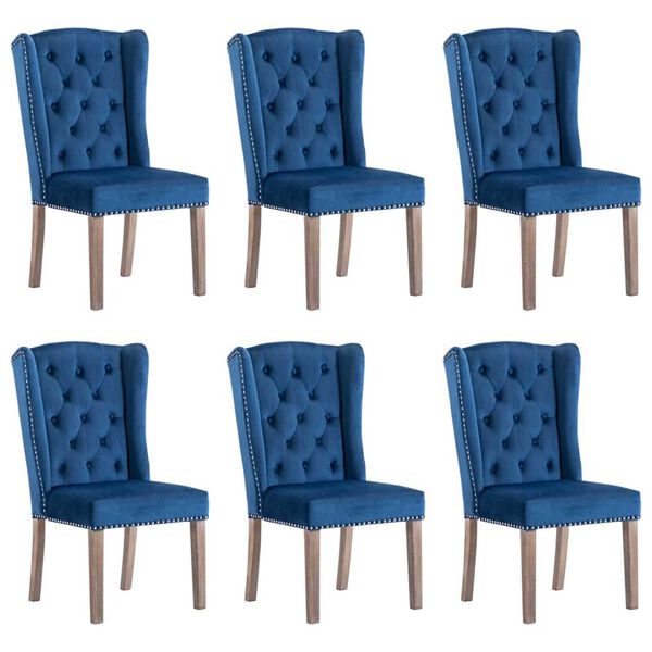 vidaXL Cadeiras de jantar 6 pcs veludo azul