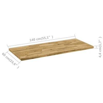 vidaXL Tampo de mesa madeira carvalho maciça retangular 44 mm 140x60cm