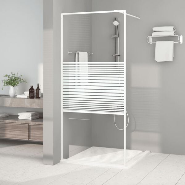vidaXL Divis&oacute;ria de chuveiro vidro transparente ESG 90x195 cm branco