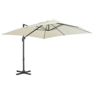 vidaXL Guarda-sol de jardim cantilever com mastro de alum&iacute;nio 300x300 cm areia