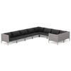 vidaXL 9 pcs conj. lounge jardim c/ almofad&otilde;es vime PE cinzento-escuro