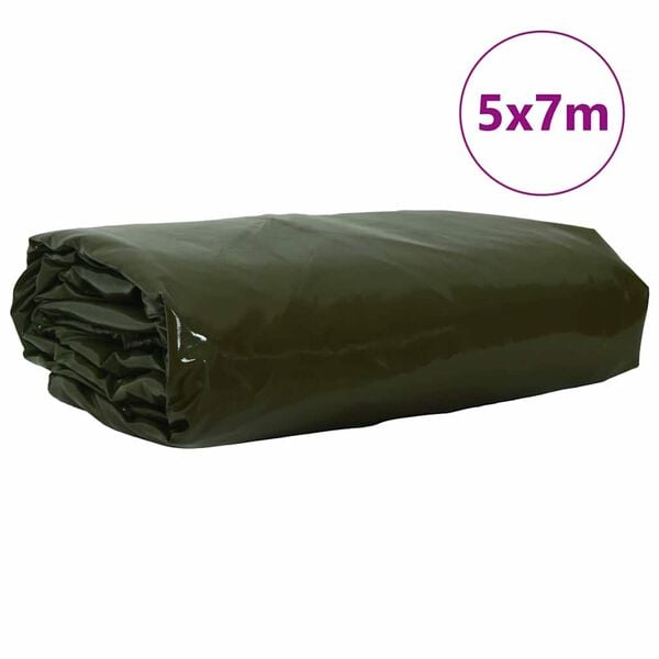 vidaXL Lona 650g / m&sup2; Verde Oliva 5 x 7 m Lona com revestimento em PVC