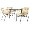 vidaXL Conjunto jantar jardim 5 pe&ccedil;as vidro vime PE castanho