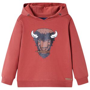 Sweatshirt infantil com capuz vermelho-queimado 104