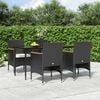 vidaXL 5 pcs conjunto de jantar p/ jardim c/ almofad&otilde;es preto