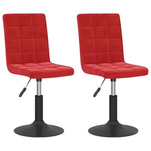 vidaXL Cadeiras de jantar girat&oacute;rias 2 pcs veludo vermelho tinto