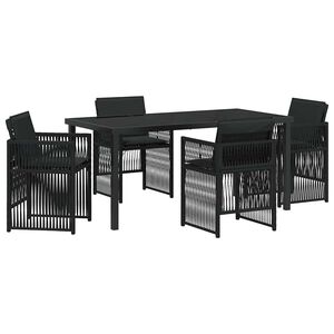 vidaXL Conjunto de Jantar para Jardim 5 pcs Preto A&ccedil;o revestido a p&oacute;