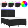 vidaXL Cama box spring c/ colch&atilde;o/LED 140x200 cm veludo preto