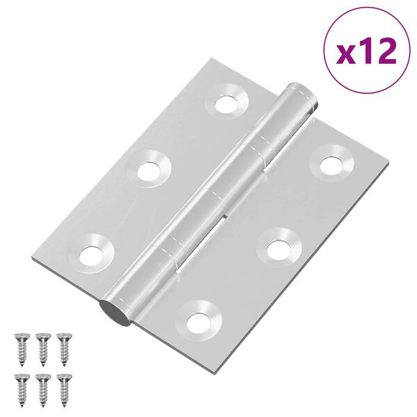 vidaXL Dobradi&ccedil;a 12 pcs Prateado 50 x 38 x 1,3 mm A&ccedil;o