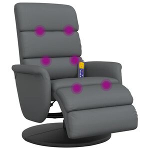 vidaXL Cadeira massagens reclin&aacute;vel c/apoio p&eacute;s couro artificial cinza