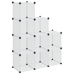vidaXL Organizador de arruma&ccedil;&atilde;o com 9 cubos PP transparente