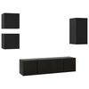 vidaXL 5 pcs conjunto de m&oacute;veis de TV derivados de madeira preto