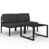 vidaXL 3 pcs conjunto lounge jardim com almofad&otilde;es alum&iacute;nio antracite