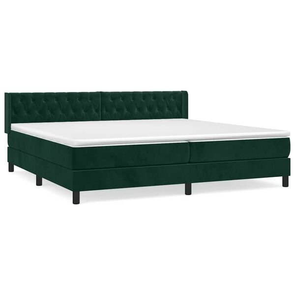 vidaXL Cama com molas/colch&atilde;o 200x200 cm veludo verde-escuro