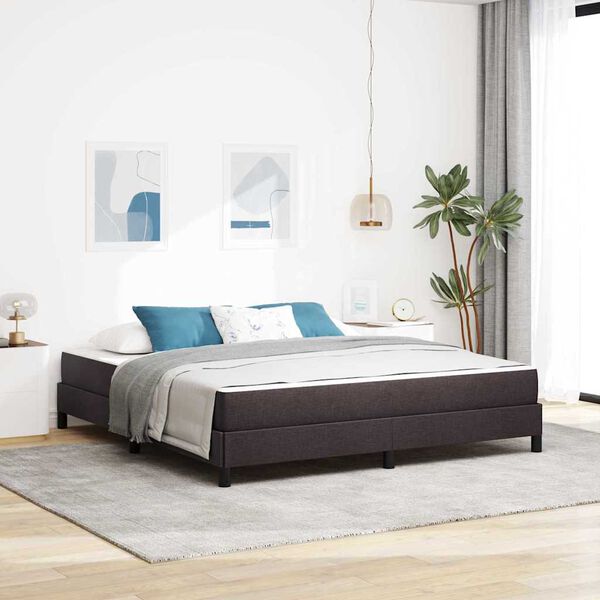 vidaXL Cama Box com colch&atilde;o Marrom Escuro 180 x 200 cm tecido
