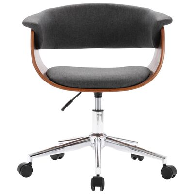vidaXL Cadeira escritório giratória madeira curvada/tecido cinzento