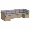 vidaXL 7 pcs conjunto de sof&aacute;s p/ jardim com almofad&otilde;es vime PE bege