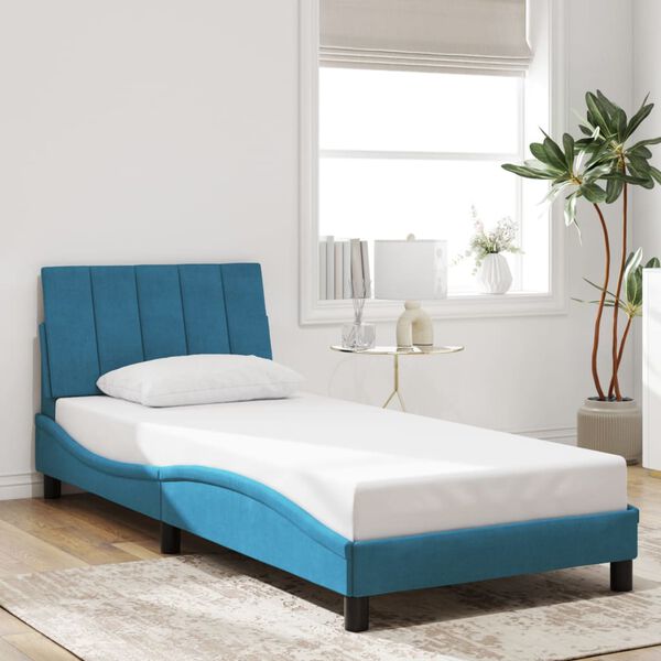 vidaXL Estrutura de cama sem colch&atilde;o Hanko 80x200 cm veludo azul