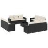 vidaXL 13 pcs conjunto de sof&aacute;s de jardim com almofad&otilde;es vime PE preto
