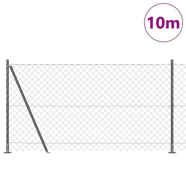 vidaXL Poste de Cerca Cinzeto 10 x 1,2 m (malha 60 x 60 mm) A&ccedil;o e PVC