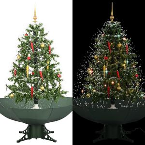 vidaXL &Aacute;rvore de Natal com neve base formato guarda-chuva 140 cm verde