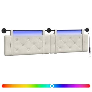 vidaXL Cabeceira suspensa Com luz LED Creme Veludo
