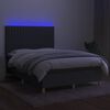 vidaXL Cama box spring c/ colch&atilde;o e LED 140x190 cm tecido cinza-escuro