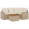 vidaXL 5 pcs conjunto de sof&aacute;s p/ jardim com almofad&otilde;es vime PE bege
