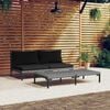 vidaXL 3 pcs conj. lounge jardim vime PE semicircular cinzento-escuro