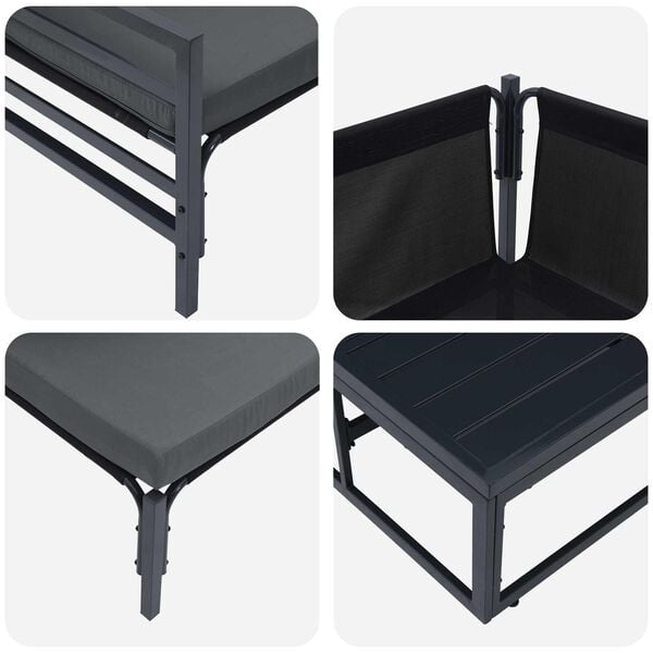 vidaXL Conjunto de Sof&aacute; de Jardim com almofada 10 pcs Preto A&ccedil;o