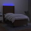 vidaXL Cama box spring c/ colch&atilde;o/LED 90x190 cm tecido castanho-escuro