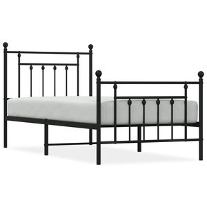 vidaXL Estrutura de cama com cabeceira e p&eacute;s 90x200 cm metal preto