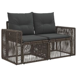 vidaXL Sof&aacute; de jardim 2-N&uacute;mero de lugares Cinzento vime PE