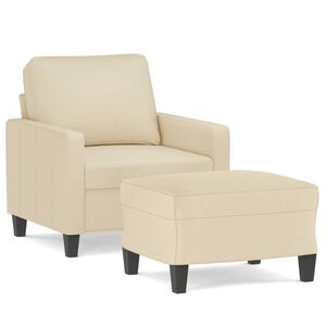 vidaXL Poltrona com apoio de p&eacute;s 60 cm tecido cor creme