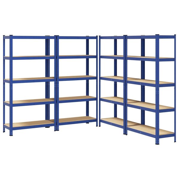vidaXL Prateleiras de armazenamento de 5 camadas 4 pcs aço azul