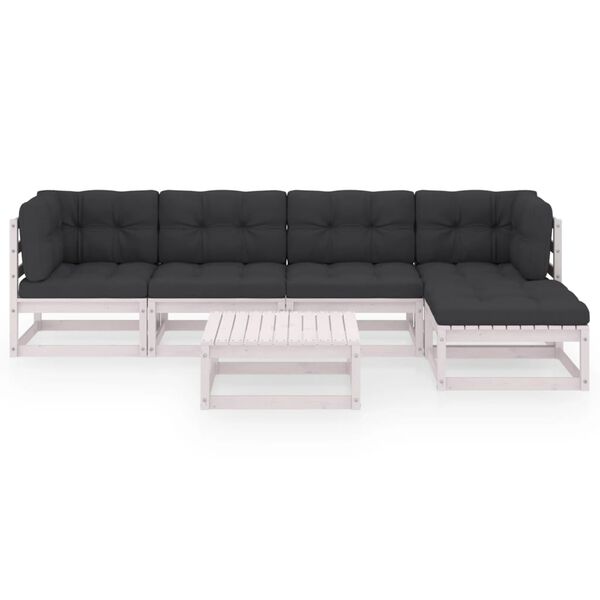 vidaXL 6 pcs conjunto lounge de jardim c/ almofad&otilde;es pinho maci&ccedil;o