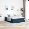 vidaXL Estrutura de cama otomana com colch&atilde;o 140x190cm azul escuro