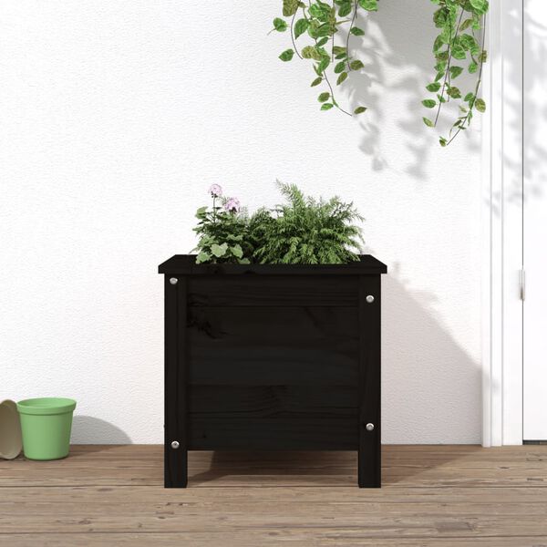 vidaXL Vaso/floreira de jardim 40x40x39 cm pinho maciço preto