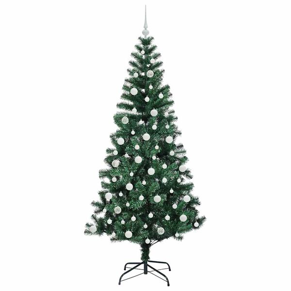 vidaXL &Aacute;rvore de Natal Artificial Pr&eacute;-iluminada Verde 210 cm