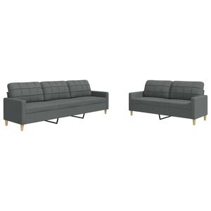 vidaXL 2 pcs conjunto de sof&aacute;s tecido cinzento-escuro