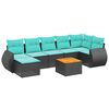 vidaXL Conjunto de sof&aacute; de jardim com 8 pe&ccedil;as e almofadas em rattan sint&eacute;tico preto