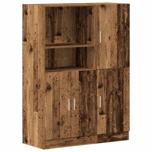vidaXL 2 pcs arm&aacute;rio de cozinha conjunto deriv. madeira madeira velha