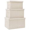 vidaXL Conjunto caixas de arruma&ccedil;&atilde;o empilh&aacute;veis 3 pcs tecido cor creme
