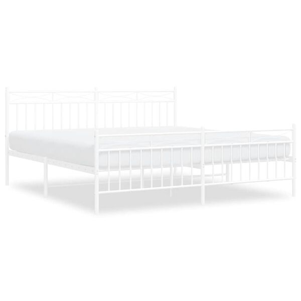 vidaXL Estrutura de cama com cabeceira e p&eacute;s 183x213 cm metal branco