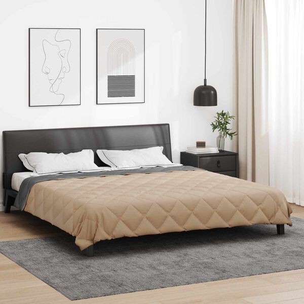 vidaXL Duvet de Ano Inteiro Antracite e Taupe 200 x 200 cm Microfibra