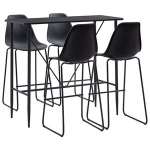 vidaXL 5 pcs conjunto de bar plástico preto