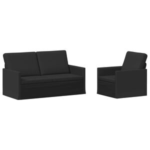 vidaXL Conjunto de Sof&aacute;s 2 pcs Preto Tecido