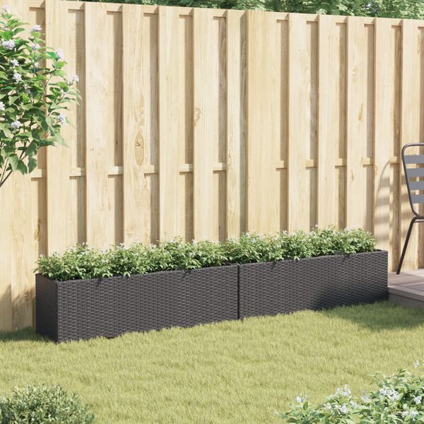 vidaXL Floreira de jardim com 3 vasos 2pcs 105x30x32 cm vime PE preto